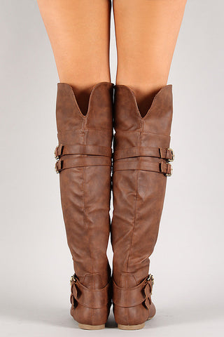 Buckled Strap Over-The-Knee Riding Boot