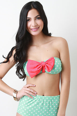 Polka Dot And Bow Bandeau Top