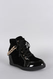 Street Style Rear Chain High Top Wedge Sneaker