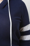 Zip Up Striped Sleeves Hoodie