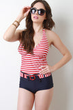 Striped Halter Tankini Set