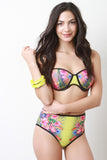 Tropical Print High Waist Bikini