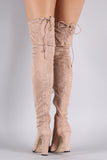 Suede Drawstring Heeled Over-The-Knee Boots