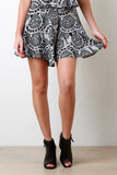 Monochrome Geo Print Flare Shorts