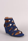 Qupid Caged Open Toe Wedge Sandal