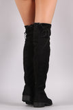 Round Toe Drawstring Tie Riding Suede Over-The-Knee Boots