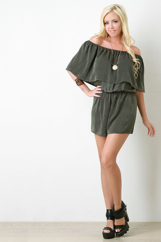 Ruffle Off-The-Shoulder Romper