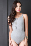 Ribbed Knit Square Back Sleevess Bodysuit