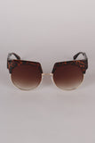 Semi Rimless Horn Rimmed Sunglasses