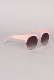 Semi Rimless Horn Rimmed Sunglasses