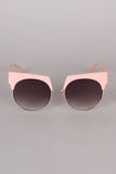 Semi Rimless Horn Rimmed Sunglasses