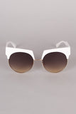 Semi Rimless Horn Rimmed Sunglasses