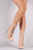 Patent Mesh Inset Pointy Toe Stiletto Ankle Boots