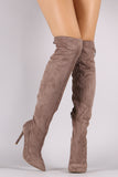 Anne Michelle Suede Back Lace Up Stretchy Stiletto Boots