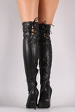 Anne Michelle Back Lace Up Pointy Toe Stiletto Boots