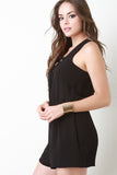 Lace Up Yoke Sleeveless Romper