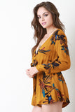 Self-Tie Plunging Neckline Floral Romper