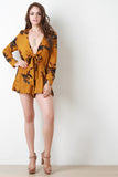 Self-Tie Plunging Neckline Floral Romper