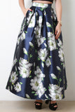 Floral Pleated A-Line Maxi Skirt