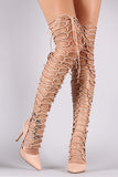 Strappy Back Lace-Up Over-The-Knee Gladiator Pump