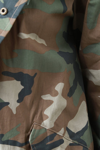 Draw String Hem Long Camouflage Jacket