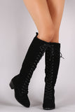 Combat Lace Block Heel Boots