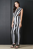 Contrast Stripped Sleeveless Jumpsuit