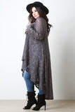 Open Cascade Front Longline Lace Cardigan