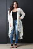 Open Cascade Front Longline Lace Cardigan