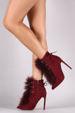 Liliana Fur Accent Lace Up Ankle Booties