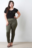 Faux Suede High Waist Tapered Leggings