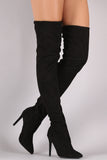 Anne Michelle Stretch Suede Thigh High Stiletto Boots