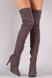 Anne Michelle Stretch Suede Thigh High Stiletto Boots