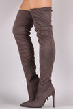 Anne Michelle Stretch Suede Thigh High Stiletto Boots