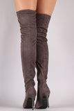 Anne Michelle Stretch Suede Thigh High Stiletto Boots