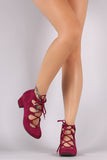 Breckelle Suede Lace Up Block Heeled Pump