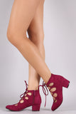 Breckelle Suede Lace Up Block Heeled Pump