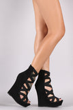 Liliana Suede Elastic Woven Strap Platform Wedge