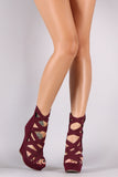 Liliana Suede Elastic Woven Strap Platform Wedge