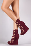 Liliana Suede Elastic Woven Strap Platform Wedge