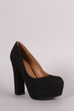 Bamboo Suede Chunky Heeled Platform Pump