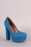 Bamboo Suede Chunky Heeled Platform Pump