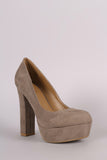 Bamboo Suede Chunky Heeled Platform Pump