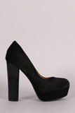 Bamboo Velvet Chunky Heeled Platform Pump