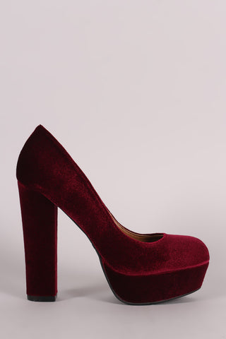 Bamboo Velvet Chunky Heeled Platform Pump