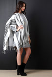 Stripes and Fringe Open Front Poncho