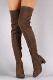 Speed Limit 98 Crescent Block Heel Vegan Suede Over The Knee Boots