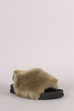 Furry Open Toe Slingback Footbed Sandal