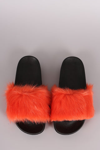 Open Toe Furry Slide Sandal