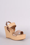 Bamboo Color Block Slingback Platform Wedge